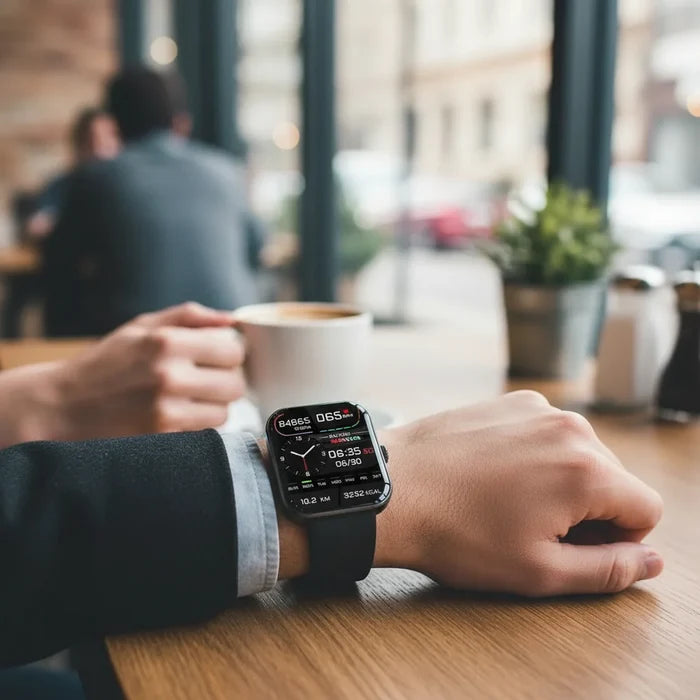 Smartwatch z monitorowaniem cukru i ciśnienia krwi, silikonowy pasek, funkcje fitness, Bluetooth, idealny do cod 0