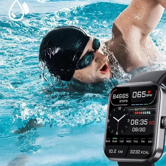 Smartwatch z monitorowaniem cukru i ciśnienia krwi, silikonowy pasek, funkcje fitness, Bluetooth, idealny do cod 2