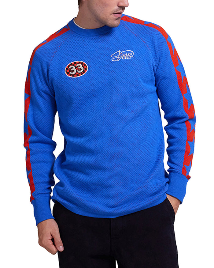 Super Nova Moto Knit - French Blue, view 1|Model
