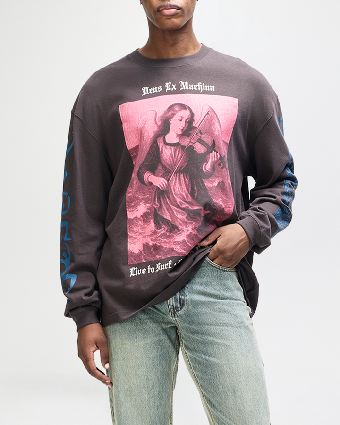 Swell Maps Os Ls Tee - Anthracite Grey, view 1|Model
