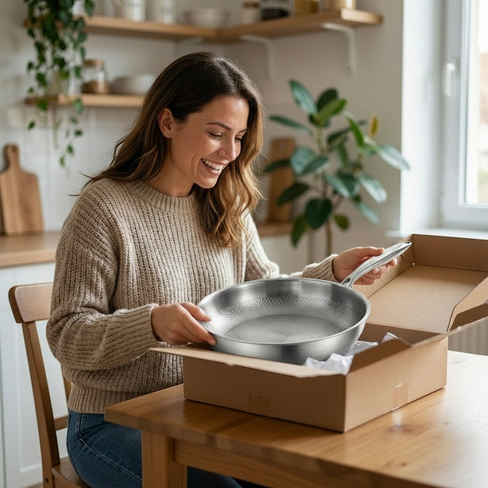 Patelnia tytanowa z naturalną powłoką nieprzywierającą – ultralekka, 28 cm, naczynia kuchenne bez PFAS 3