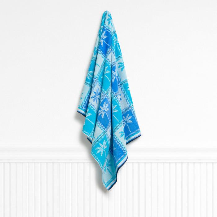 Tropical Rio Checkerboard Dixie Blue Baja Blue Beach Towel