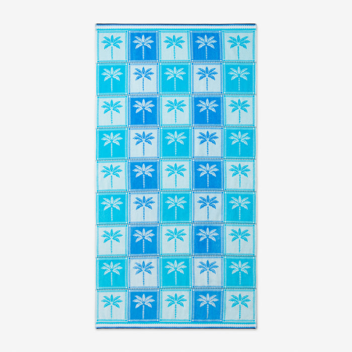 Tropical Rio Checkerboard Dixie Blue Baja Blue Beach Towel