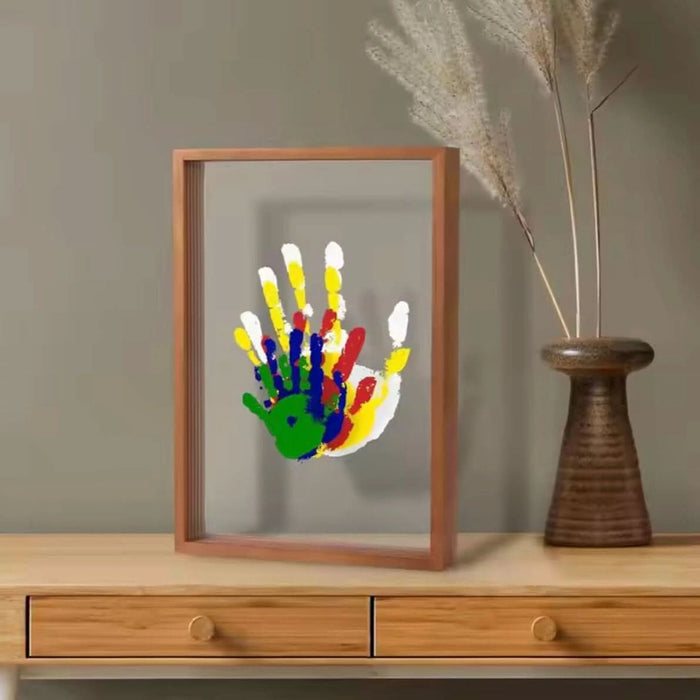 Drewniana Ramka Pamięci Dziecka z Nietoksyczną Gliną – Utrwal Odciski Rączek i Stópek, 27x22 cm 0