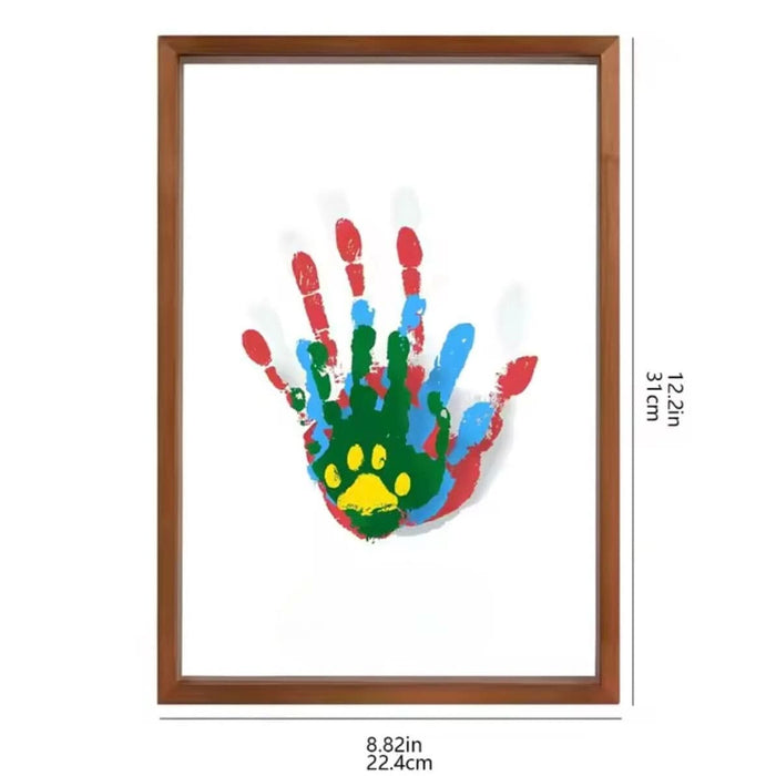 Drewniana Ramka Pamięci Dziecka z Nietoksyczną Gliną – Utrwal Odciski Rączek i Stópek, 27x22 cm 4